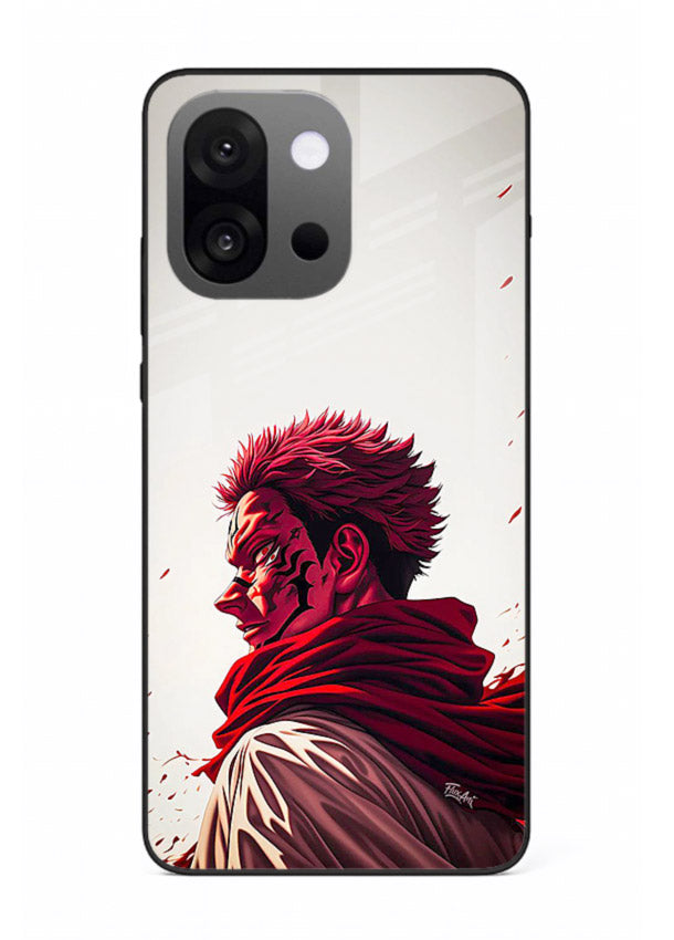 samurai blood rage red white art OnePlus 13s glass cover dramatic japanese warrior case