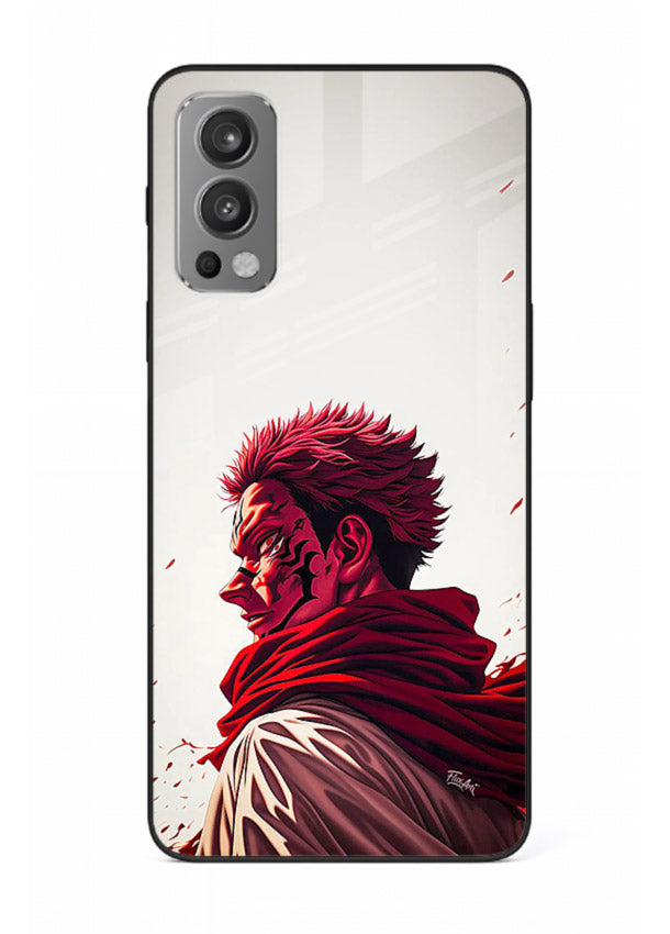 samurai blood rage red white art OnePlus Nord 2 glass cover dramatic japanese warrior case
