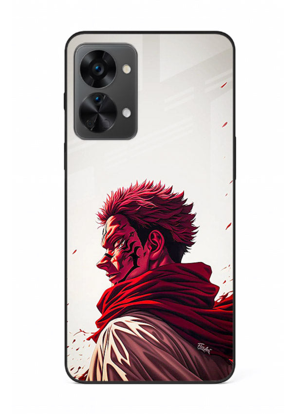 samurai blood rage red white art OnePlus Nord 2T glass cover dramatic japanese warrior case