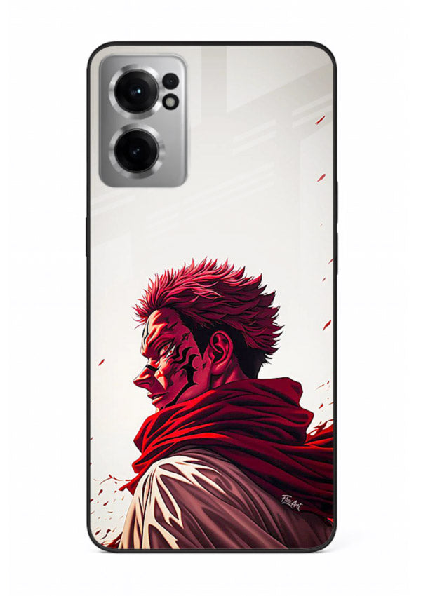 samurai blood rage red white art OnePlus Nord CE2 5G glass cover dramatic japanese warrior case