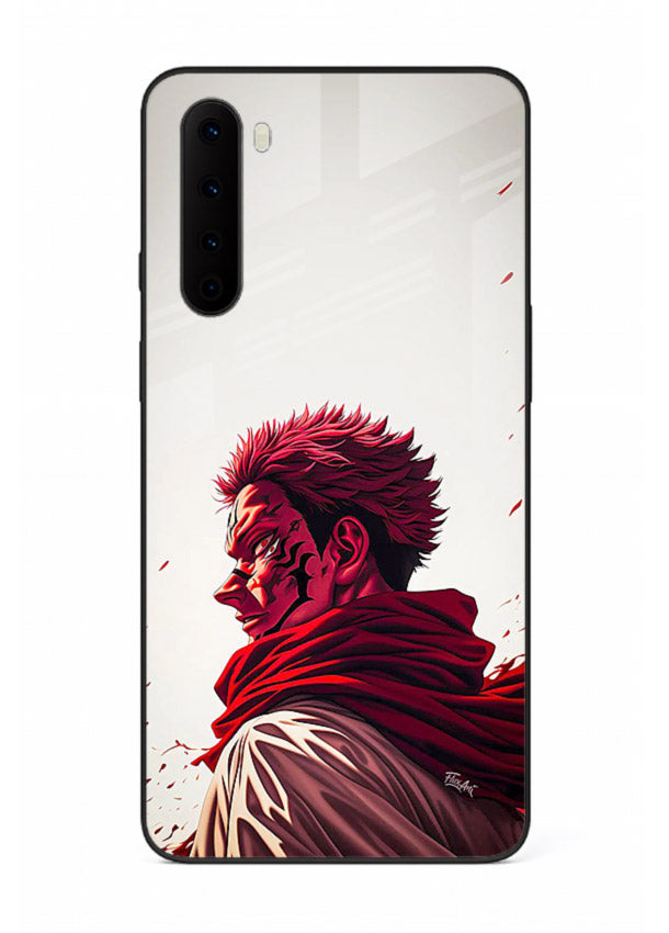 samurai blood rage red white art OnePlus Nord glass cover dramatic japanese warrior case