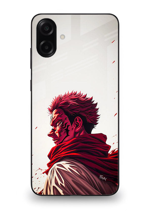 samurai blood rage red white art Samsung A07 4G glass cover dramatic japanese warrior case