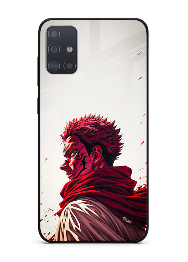 samurai blood rage red white art Samsung A51 glass cover dramatic japanese warrior case