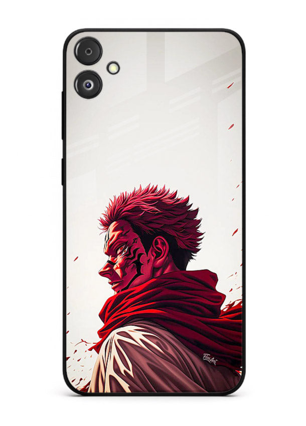 samurai blood rage red white art Samsung F14 5G glass cover dramatic japanese warrior case