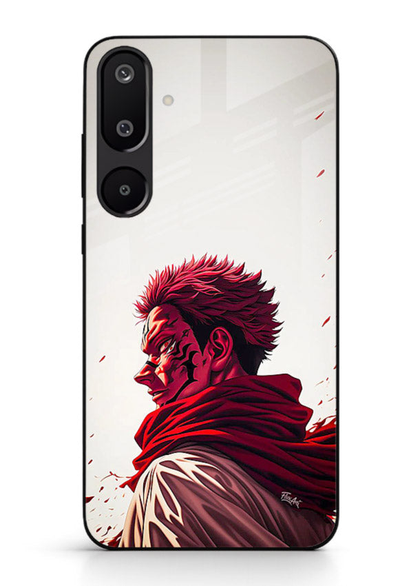 samurai blood rage red white art Samsung M16 5G glass cover dramatic japanese warrior case
