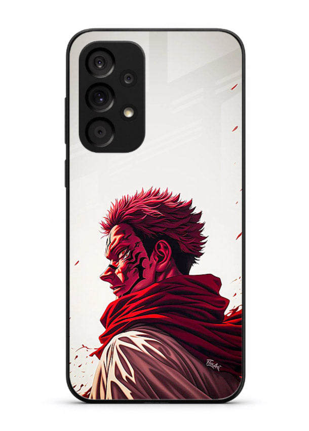 samurai blood rage red white art Samsung A23 5G glass cover dramatic japanese warrior case