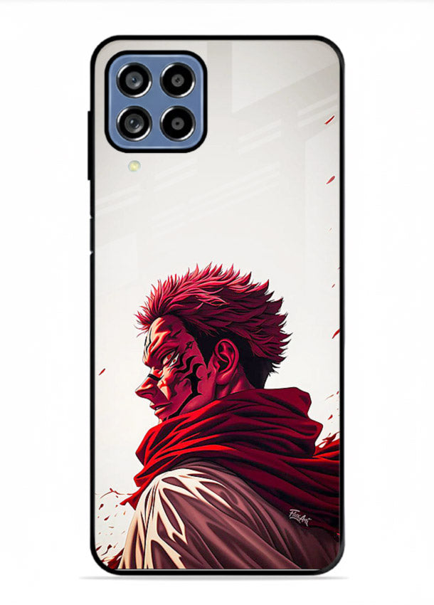 samurai blood rage red white art Samsung A22 4G glass cover dramatic japanese warrior case
