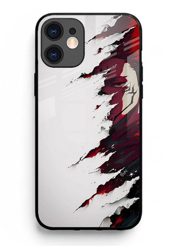 samurai rage slash red white anime art iphone 12 mini glass cover slicing warrior case