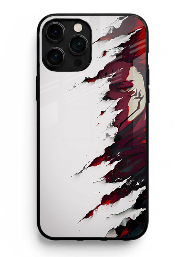 samurai rage slash red white anime art iphone 16 pro max glass cover slicing warrior case