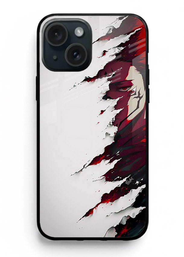 samurai rage slash red white anime art iphone 13 mini glass cover slicing warrior case