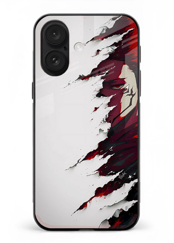 samurai rage slash red white anime art iphone 18 glass cover slicing warrior case