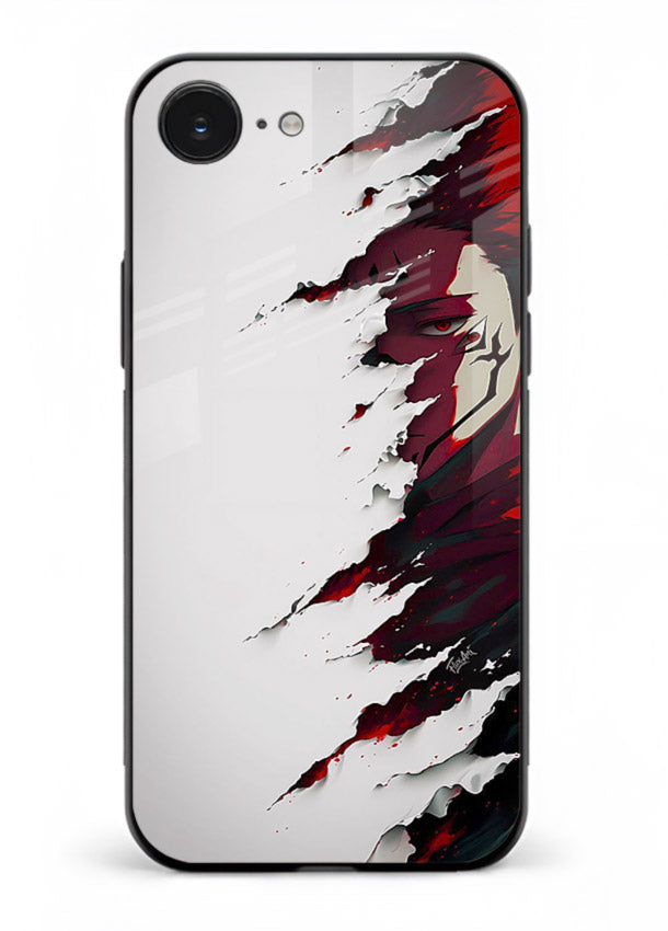 samurai rage slash red white anime art iphone 16e glass cover slicing warrior case