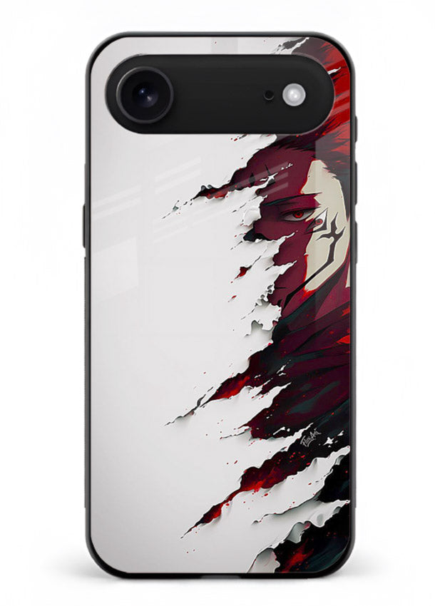samurai rage slash red white anime art iphone 18 air glass cover slicing warrior case