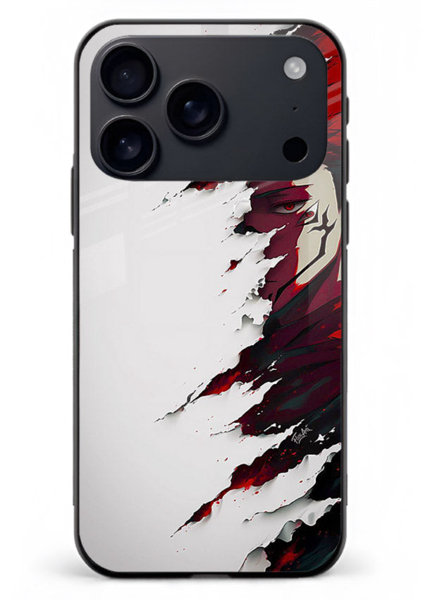 samurai rage slash red white anime art iphone 18 pro max glass cover slicing warrior case