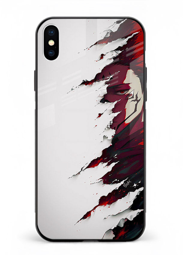 samurai rage slash red white anime art iphone xs max glass cover slicing warrior case