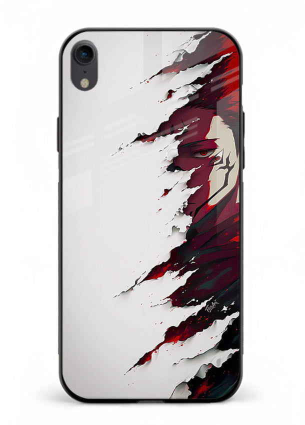 samurai rage slash red white anime art iphone xr glass cover slicing warrior case