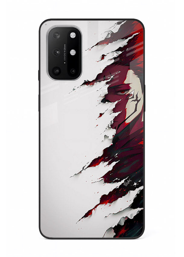 samurai rage slash red white anime art OnePlus 8T glass cover slicing warrior case
