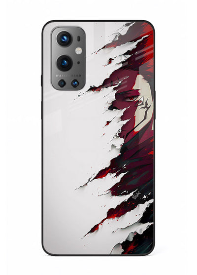 samurai rage slash red white anime art OnePlus 9 glass cover slicing warrior case