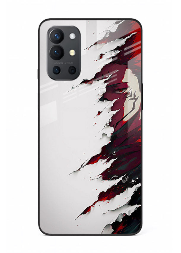 samurai rage slash red white anime art OnePlus 9R glass cover slicing warrior case