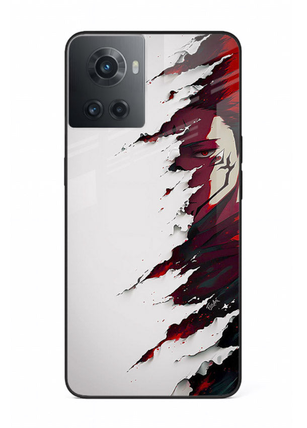 samurai rage slash red white anime art OnePlus 10R glass cover slicing warrior case