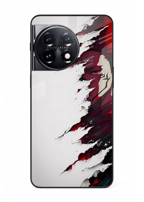 samurai rage slash red white anime art OnePlus 11R glass cover slicing warrior case