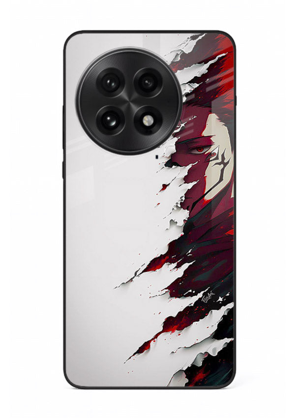 samurai rage slash red white anime art OnePlus 13R glass cover slicing warrior case