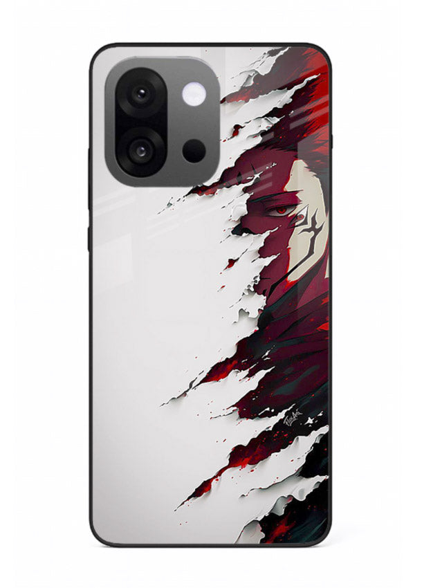 samurai rage slash red white anime art OnePlus 13s glass cover slicing warrior case