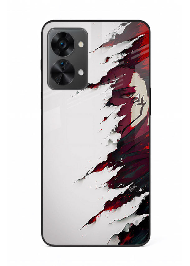 samurai rage slash red white anime art OnePlus Nord 2T glass cover slicing warrior case
