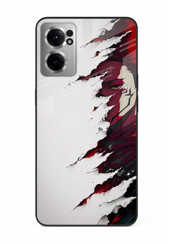 samurai rage slash red white anime art OnePlus Nord CE2 5G glass cover slicing warrior case