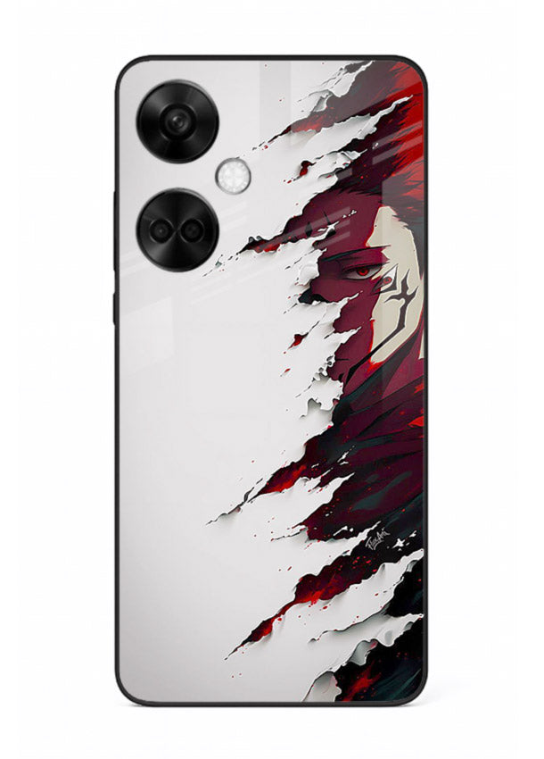 samurai rage slash red white anime art OnePlus Nord CE3 glass cover slicing warrior case