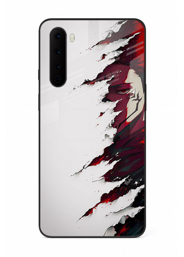 samurai rage slash red white anime art OnePlus Nord glass cover slicing warrior case