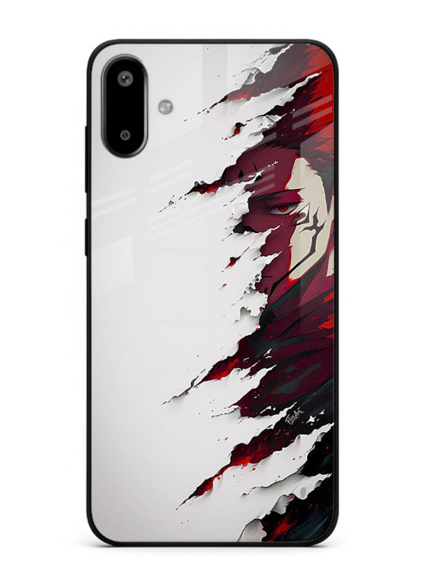 samurai rage slash red white anime art Samsung F06 5G glass cover slicing warrior case