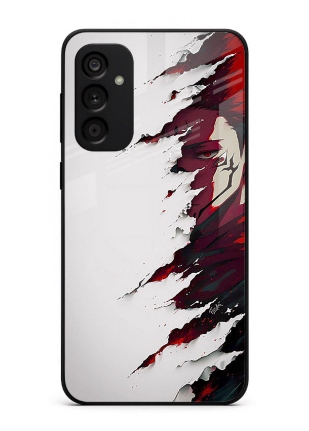 samurai rage slash red white anime art Samsung M15 5G glass cover slicing warrior case