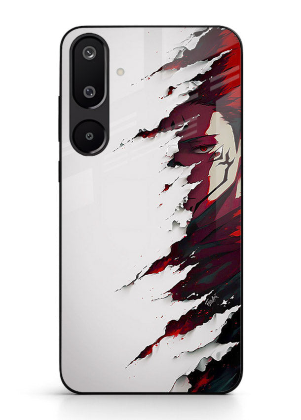 samurai rage slash red white anime art Samsung F16 5G glass cover slicing warrior case