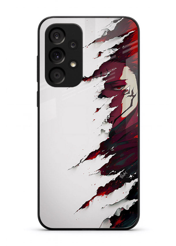 samurai rage slash red white anime art Samsung A73 5G glass cover slicing warrior case