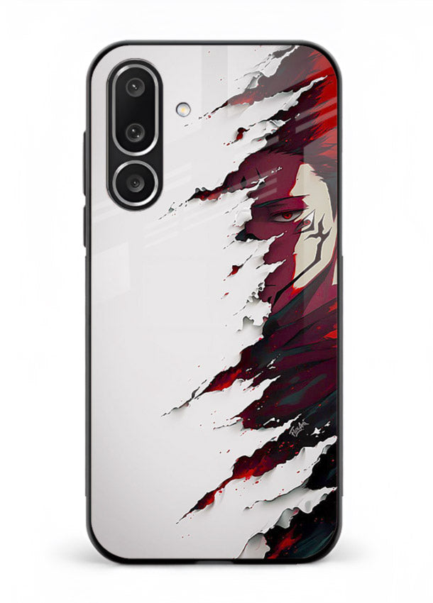 samurai rage slash red white anime art Samsung M56 5G glass cover slicing warrior case