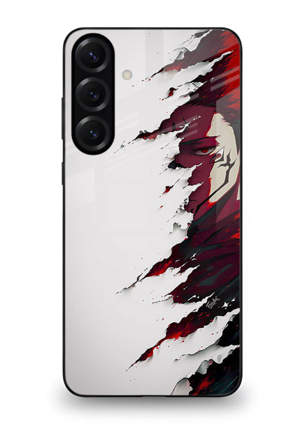 samurai rage slash red white anime art Samsung A56 5G glass cover slicing warrior case