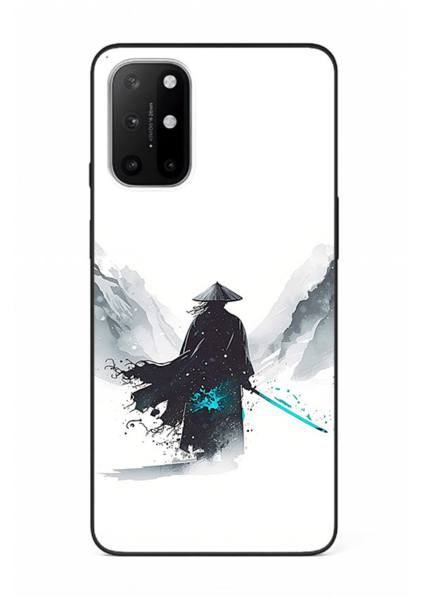 samurai snow blade white blue art OnePlus 8T glass cover winter warrior case