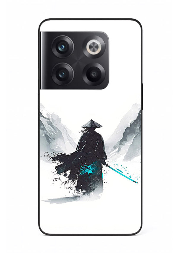 samurai snow blade white blue art OnePlus 10T glass cover winter warrior case