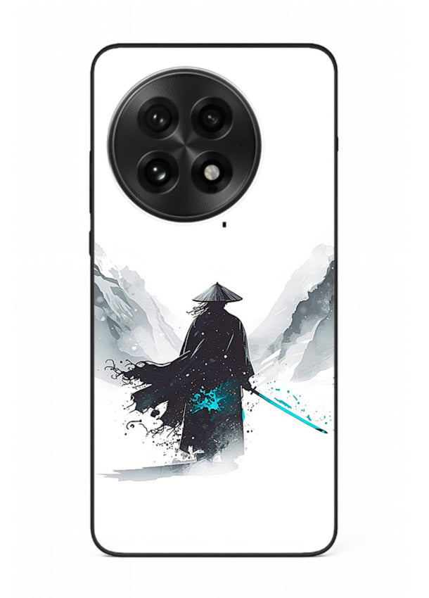 samurai snow blade white blue art OnePlus 13R glass cover winter warrior case