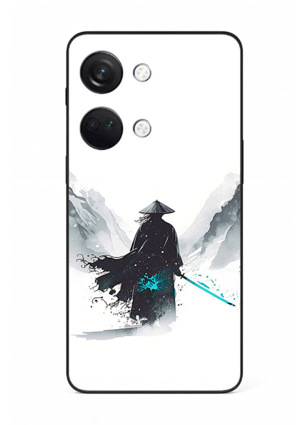samurai snow blade white blue art OnePlus Nord 3 glass cover winter warrior case
