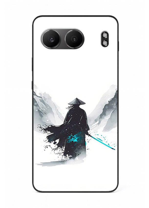 samurai snow blade white blue art OnePlus Nord 4 glass cover winter warrior case