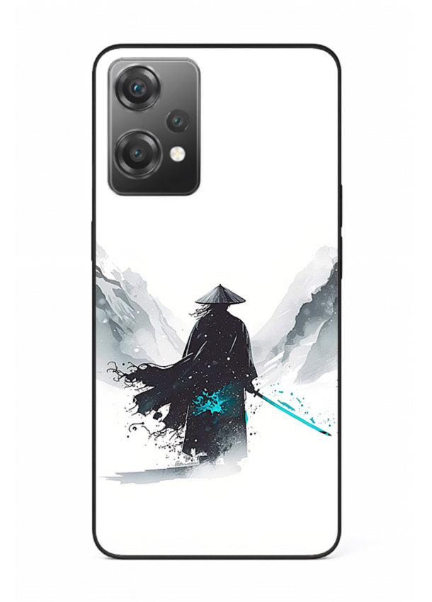 samurai snow blade white blue art OnePlus Nord CE2 Lite 5G glass cover winter warrior case
