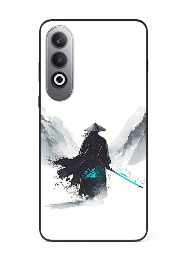 samurai snow blade white blue art OnePlus Nord CE4 glass cover winter warrior case