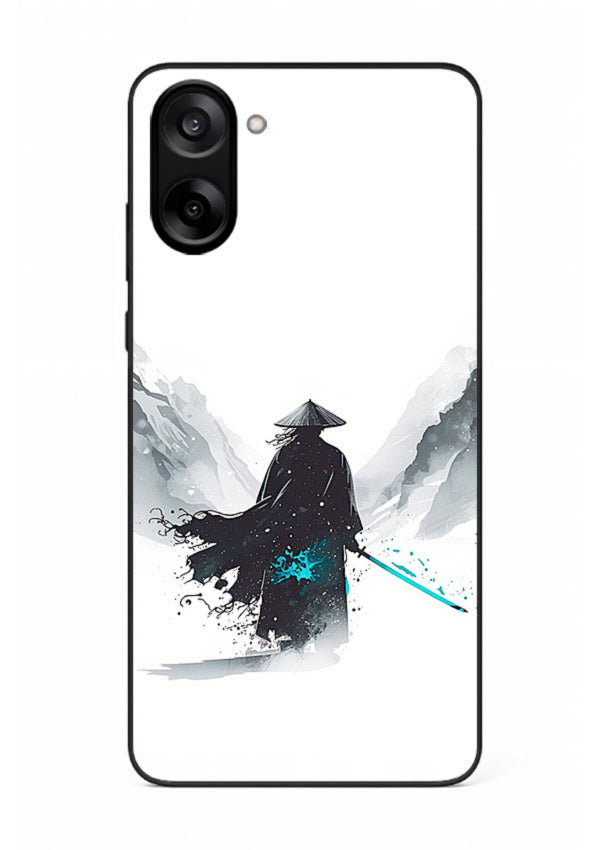 samurai snow blade white blue art OnePlus Nord CE5 glass cover winter warrior case