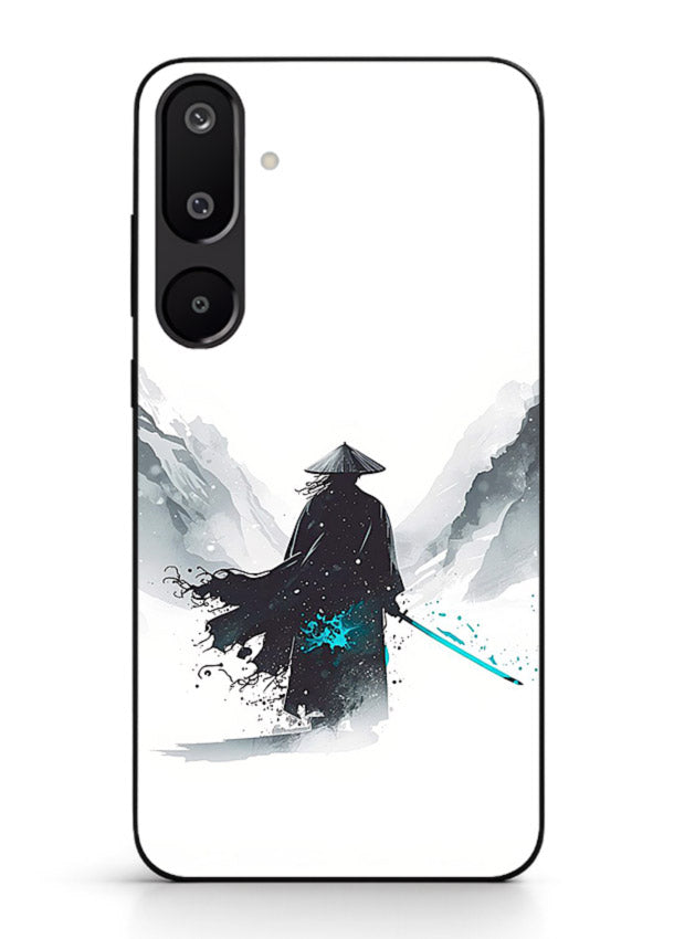 samurai snow blade white blue art Samsung M16 5G glass cover winter warrior case