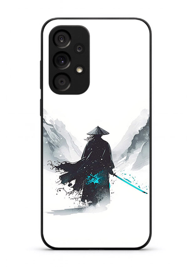 samurai snow blade white blue art Samsung A53 5G glass cover winter warrior case