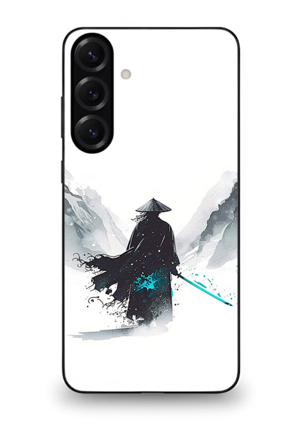 samurai snow blade white blue art Samsung M34 5G glass cover winter warrior case
