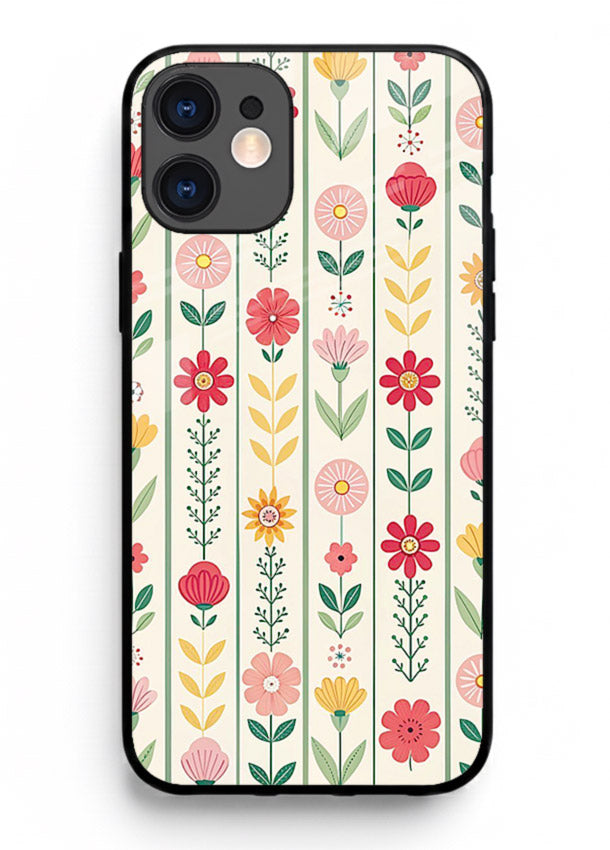 Scandinavian Simple Floral minimal Scandinavian floral pattern iphone 12 glass back cover