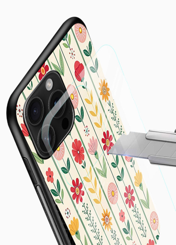 Scandinavian Simple Floral minimal Scandinavian floral pattern glossy vibrant premium glass back cover - Angle Blade